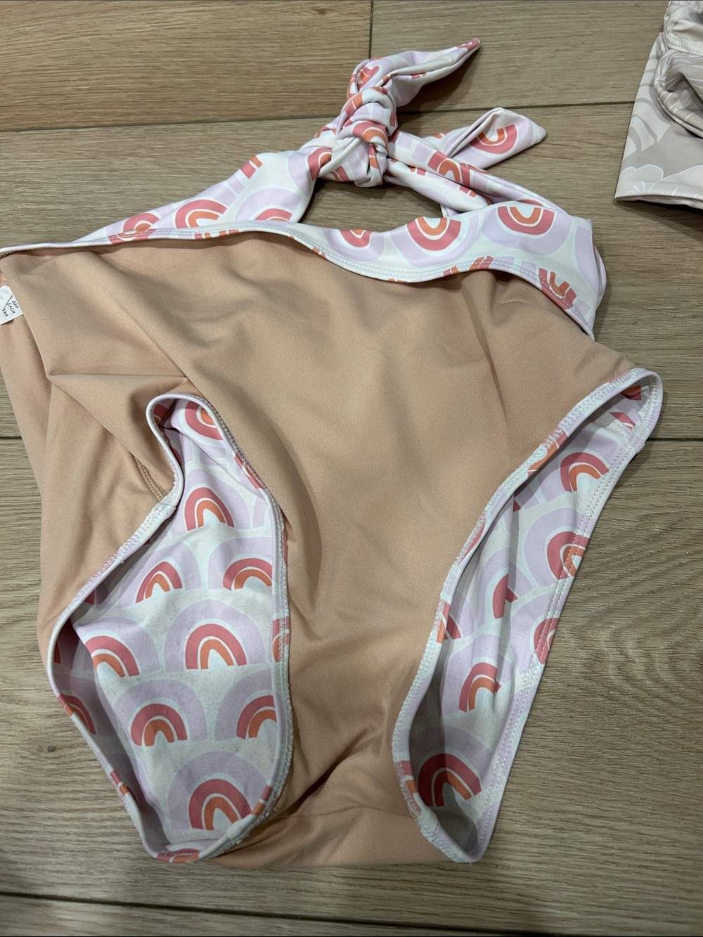 High-Waist Rainbow Print Bikini Bottoms - Pink & Peach - Picture 4 of 4